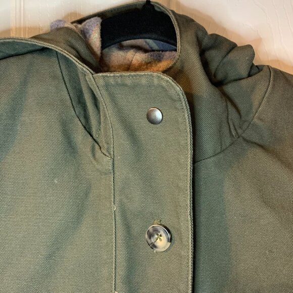 Marine Layer Women's Canvas Chore Jacket Sz XS Olive Green Hooded Fall Layering - Picture 3 of 8